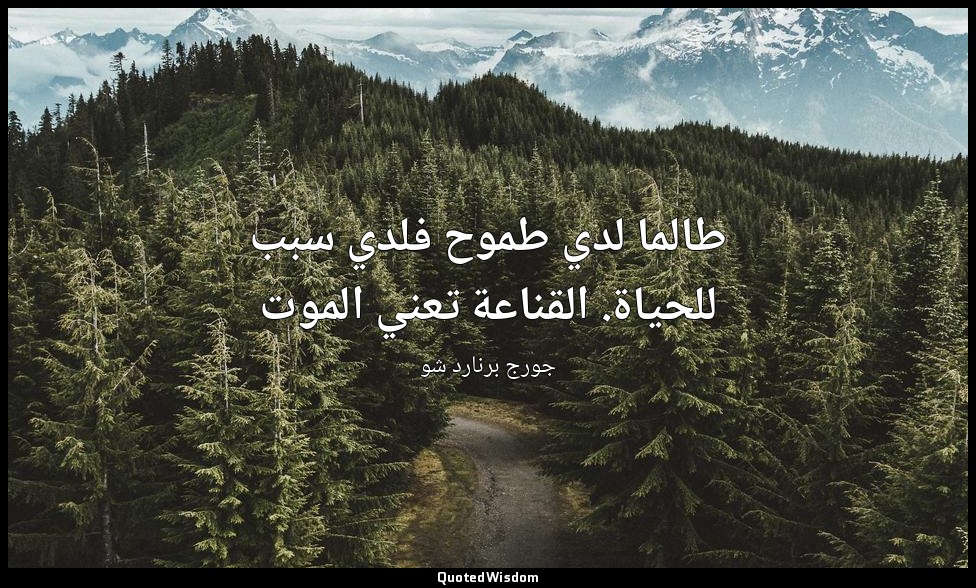 طالما لدي طموح فلدي سبب للحياة. القناعة تعني الموت — جورج برنارد شو