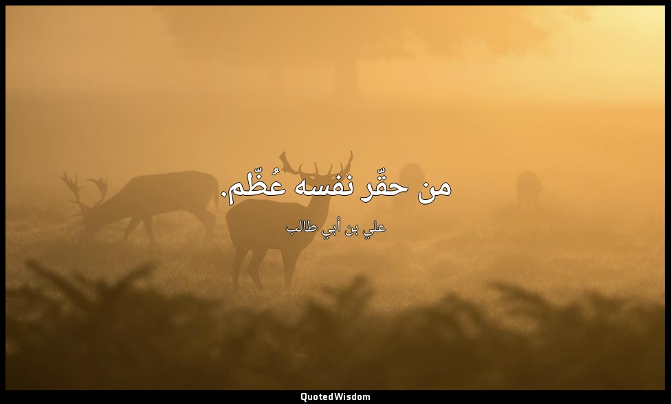 من حقّر نفسه عُظّم. — علي بن أبي طالب