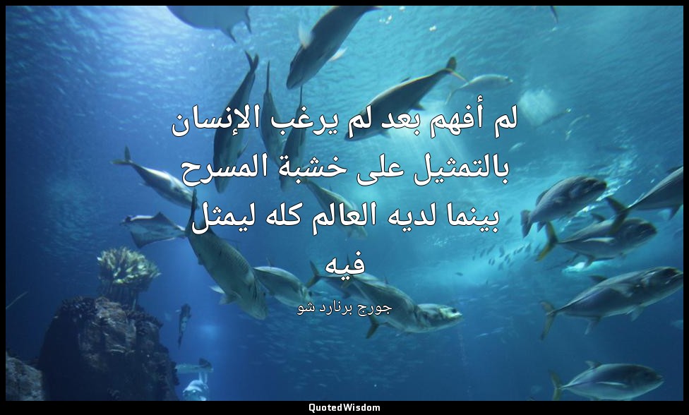لم أفهم بعد لم يرغب الإنسان بالتمثيل على خشبة المسرح بينما لديه العالم كله ليمثل — جورج برنارد شو