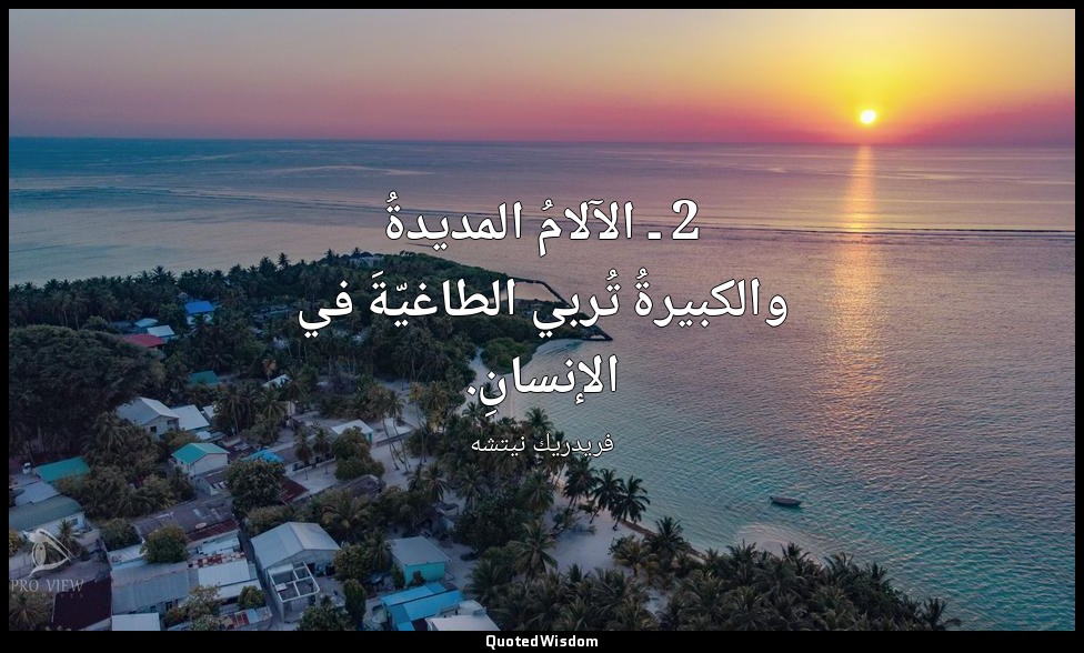2 ـ الآلامُ المديدةُ والكبيرةُ تُربي الطاغيّةَ في الإنسانِ. — فريدريك نيتشه