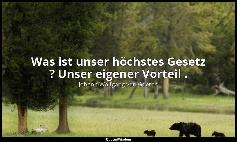 "Was ist unser höchstes Gesetz ? Unser eigener Vorteil ." – Der Groß-Cophta / Gr — Johann Wolfgang von Goethe