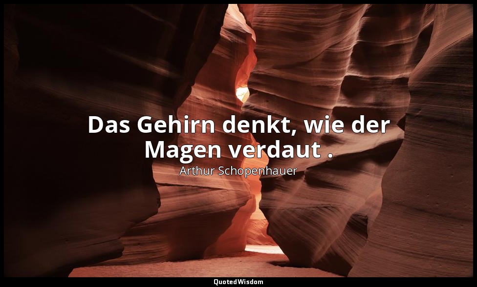 "Das Gehirn denkt, wie der Magen verdaut ." - Aphorismen zur Lebensweisheit — Arthur Schopenhauer
