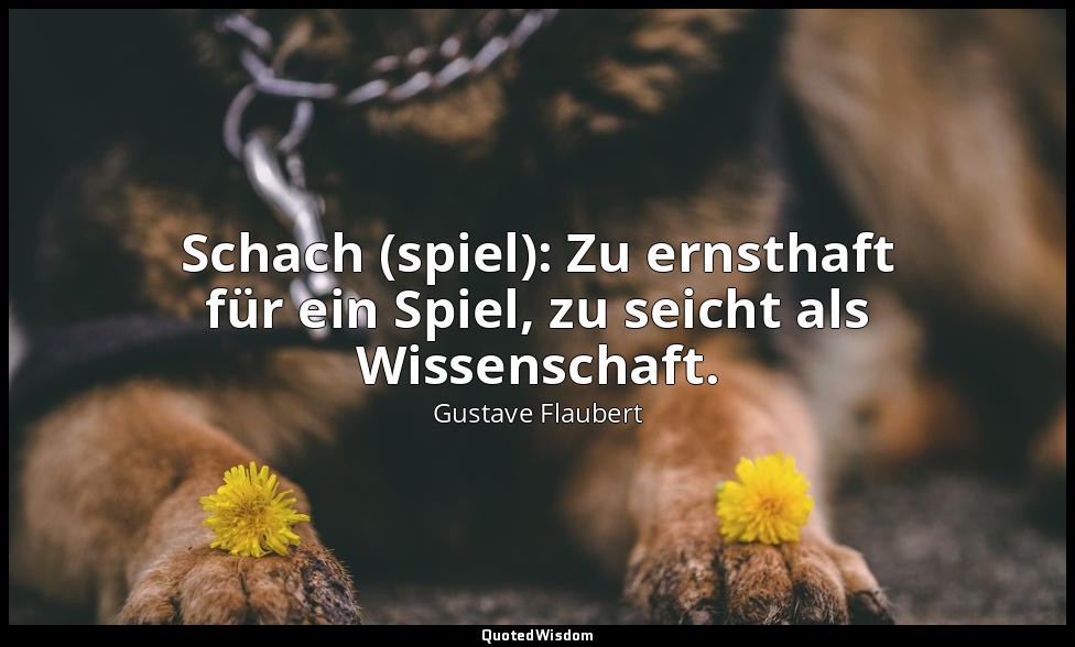 Schach (spiel): Zu ernsthaft für ein Spiel, zu seicht als Wissenschaft. — Gustave Flaubert