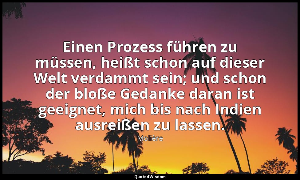 Einen Prozess führen zu müssen, heißt schon auf dieser Welt verdammt sein; und s — Molière