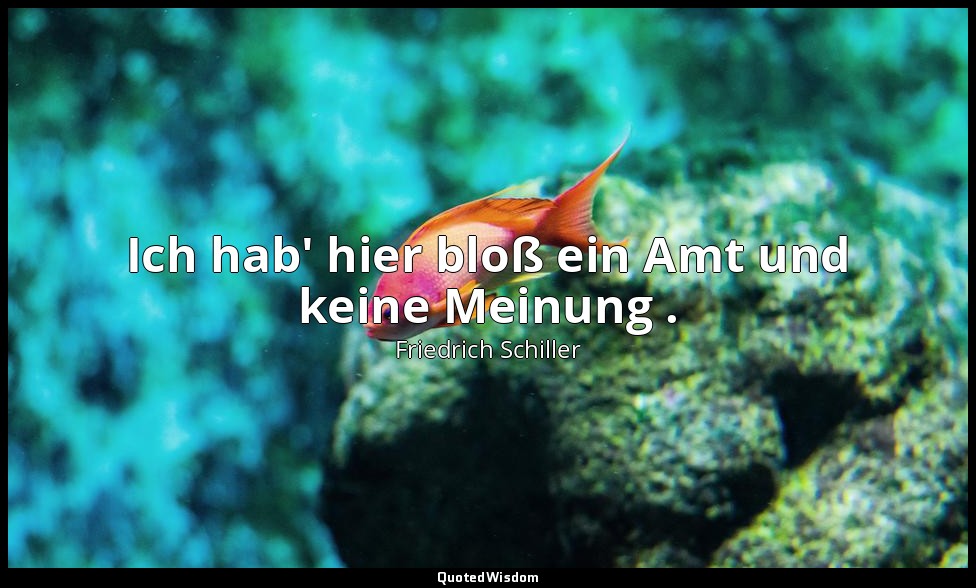 "Ich hab' hier bloß ein Amt und keine Meinung ." - Wallensteins Tod, I, 5 / Wran — Friedrich Schiller