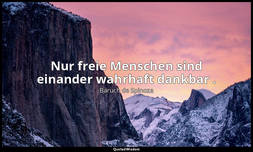 Nur freie Menschen sind einander wahrhaft dankbar . — Baruch de Spinoza