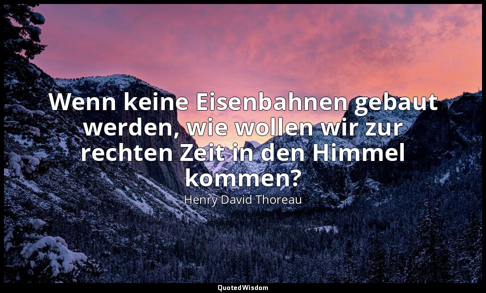 Wenn keine Eisenbahnen gebaut werden, wie wollen wir zur rechten Zeit in den Him — Henry David Thoreau