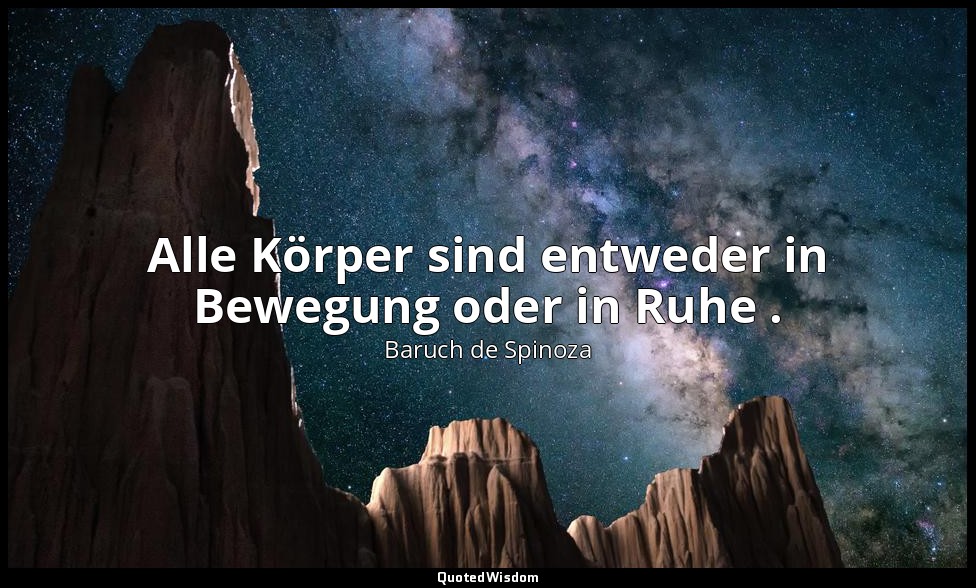 Alle Körper sind entweder in Bewegung oder in Ruhe . — Baruch de Spinoza