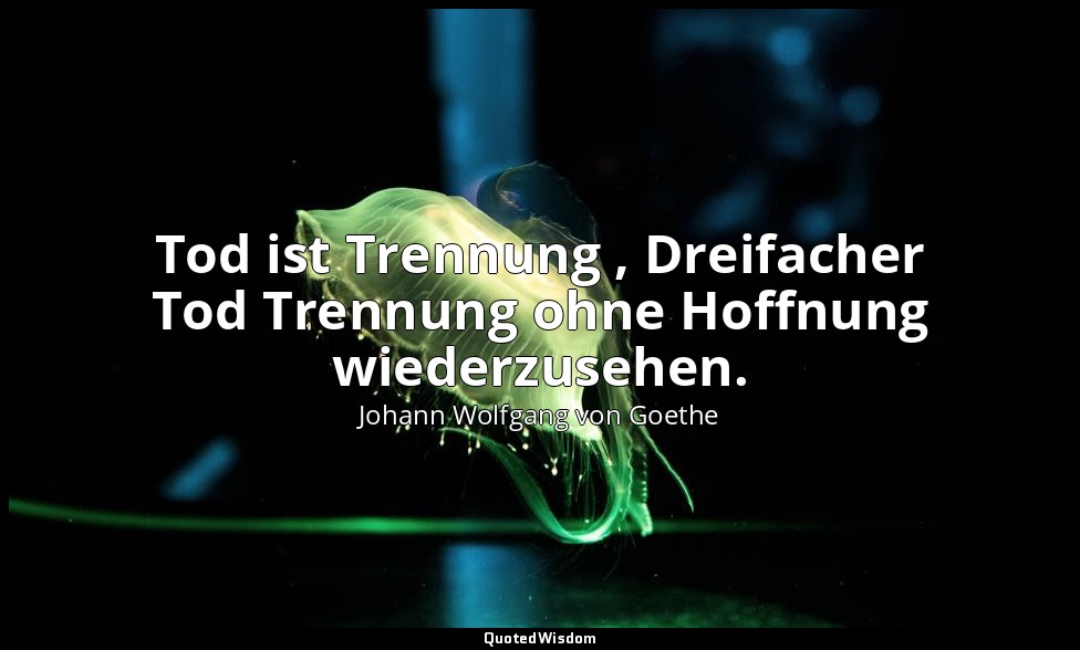 Tod ist Trennung , Dreifacher Tod Trennung ohne Hoffnung wiederzusehen." – "Drei — Johann Wolfgang von Goethe