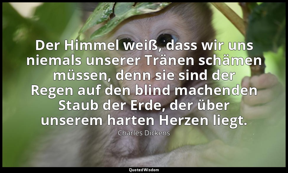 Der Himmel weiß, dass wir uns niemals unserer Tränen schämen müssen, denn sie si — Charles Dickens