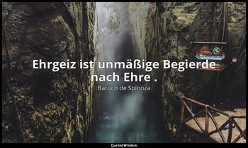 " Ehrgeiz ist unmäßige Begierde nach Ehre ." — Baruch de Spinoza