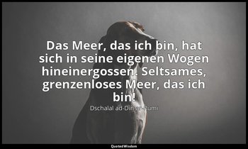 "Das Meer, das ich bin, hat sich in seine eigenen Wogen hineinergossen. Seltsame — Dschalal ad-Din ar-Rumi