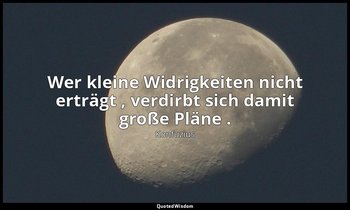 "Wer kleine Widrigkeiten nicht erträgt , verdirbt sich damit große Pläne ." - 15 — Konfuzius