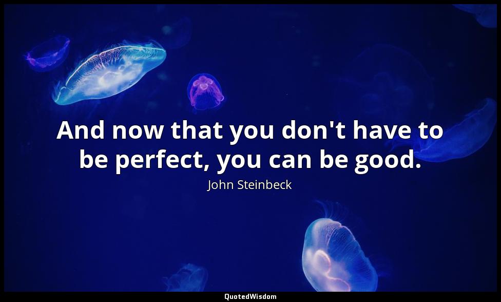 And now that you don't have to be perfect, you can be good. John Steinbeck