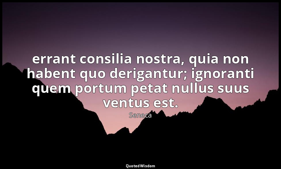 errant consilia nostra, quia non habent quo derigantur; ignoranti quem portum pe — Seneca