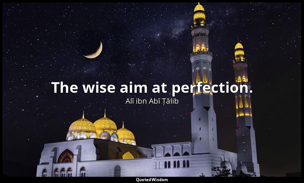The wise aim at perfection. — Alī ibn Abī Ṭālib
