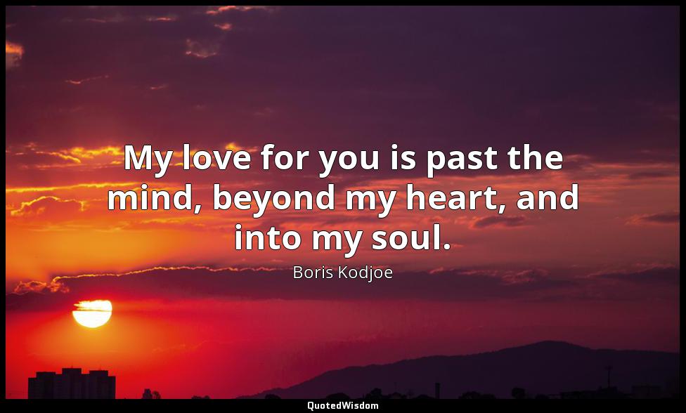 My love for you is past the mind, beyond my heart, and into my soul. Boris Kodjoe