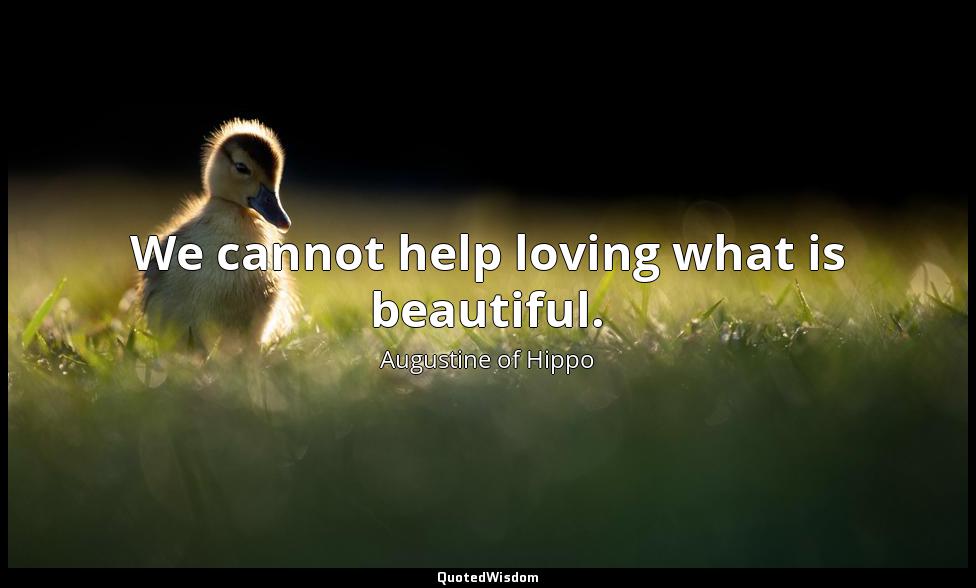 We cannot help loving what is beautiful. Augustine of Hippo