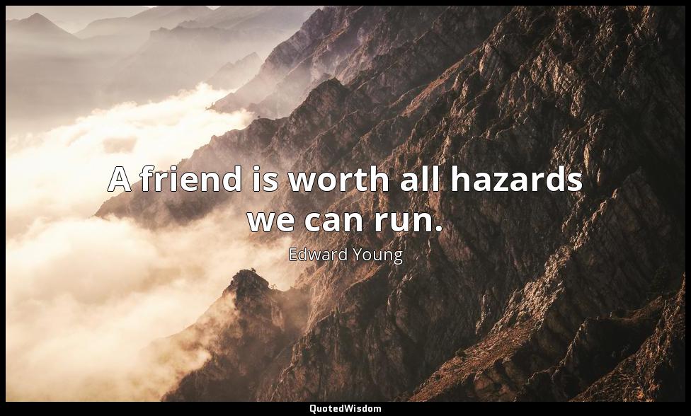 A friend is worth all hazards we can run. Edward Young
