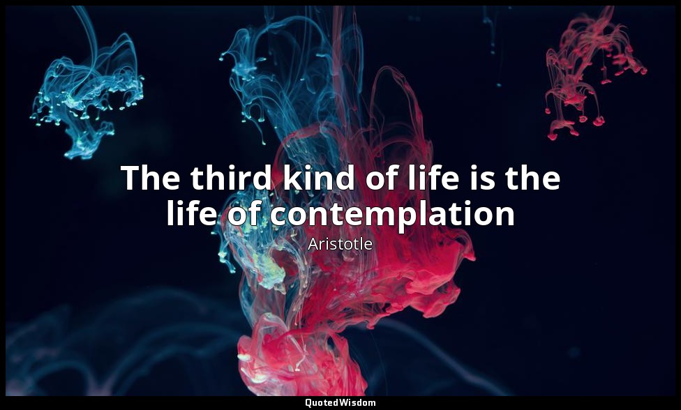 The third kind of life is the life of contemplation — Aristotle