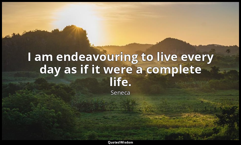 I am endeavouring to live every day as if it were a complete life. — Seneca