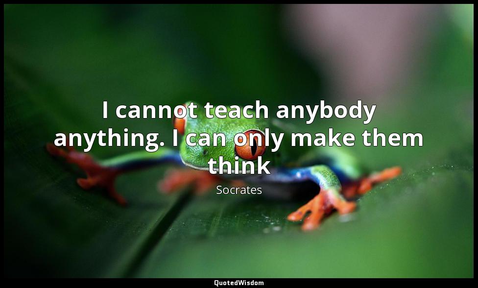 I cannot teach anybody anything. I can only make them think Socrates