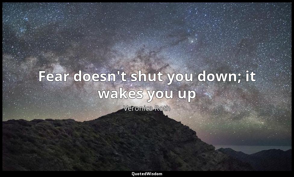 Fear doesn't shut you down; it wakes you up Veronica Roth