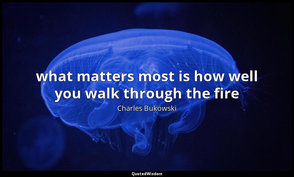 what matters most is how well you walk through the fire Charles Bukowski
