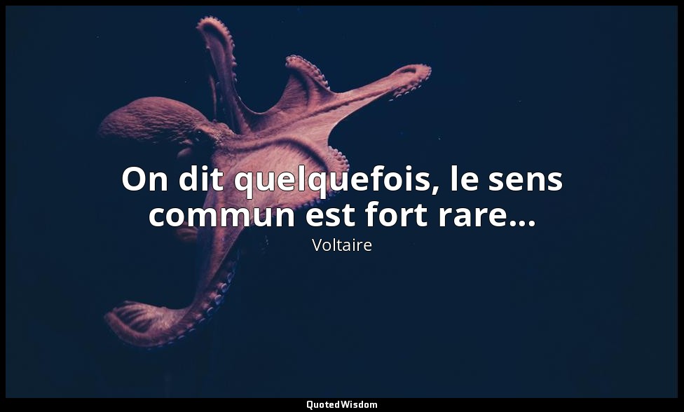 On dit quelquefois, le sens commun est fort rare... — Voltaire