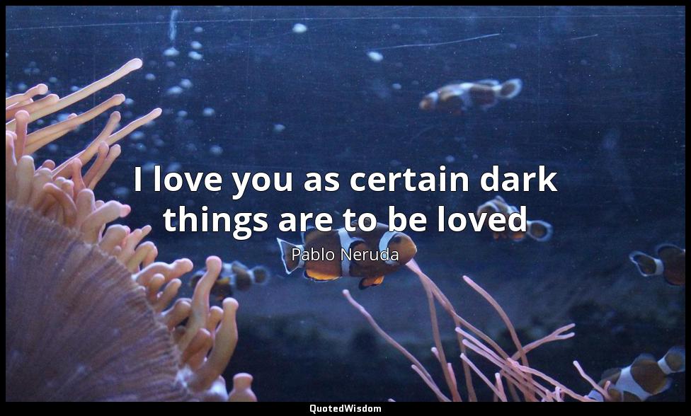 I love you as certain dark things are to be loved Pablo Neruda