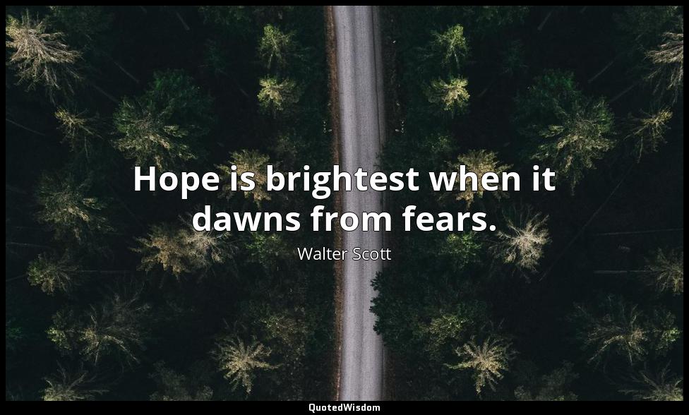 Hope is brightest when it dawns from fears. Walter Scott