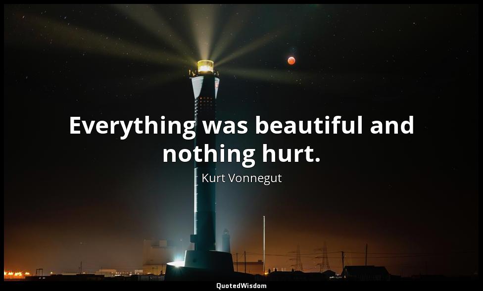 Everything was beautiful and nothing hurt. Kurt Vonnegut