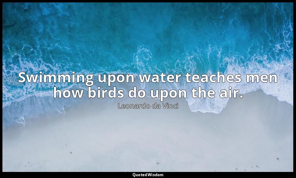 Swimming upon water teaches men how birds do upon the air. — Leonardo da Vinci
