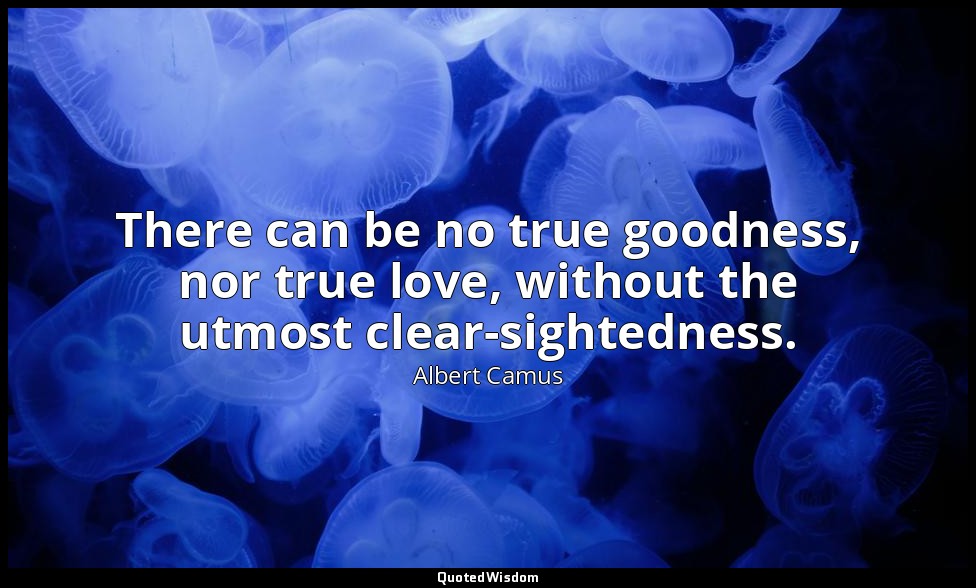 There can be no true goodness, nor true love, without the utmost clear-sightedne — Albert Camus