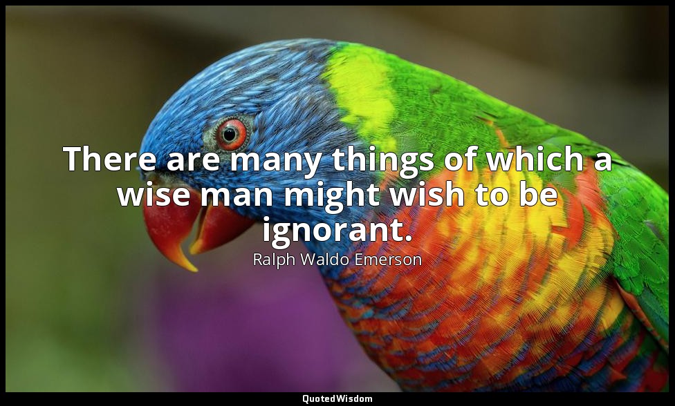 There are many things of which a wise man might wish to be ignorant. — Ralph Waldo Emerson