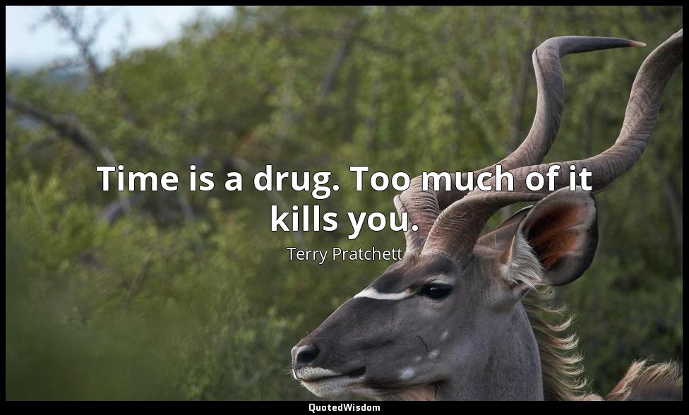 Time is a drug. Too much of it kills you. Terry Pratchett