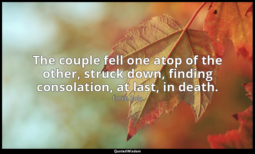 The couple fell one atop of the other, struck down, finding consolation, at last — Émile Zola