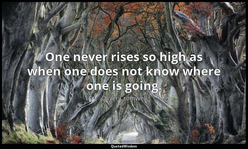 One never rises so high as when one does not know where one is going. Oliver Cromwell