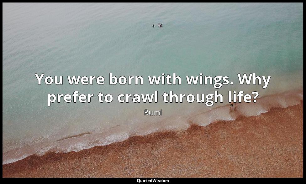 You were born with wings. Why prefer to crawl through life? Rumi