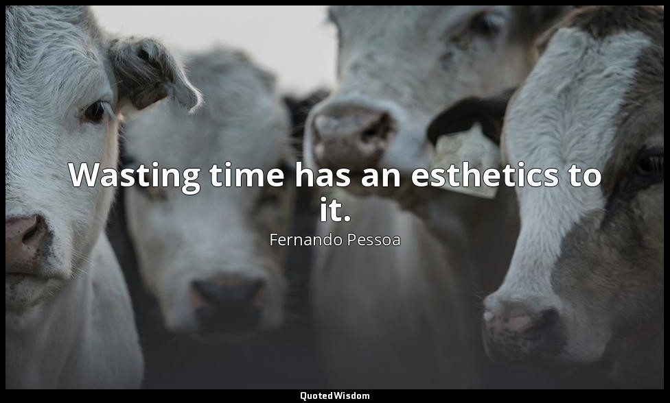 Wasting time has an esthetics to it. — Fernando Pessoa