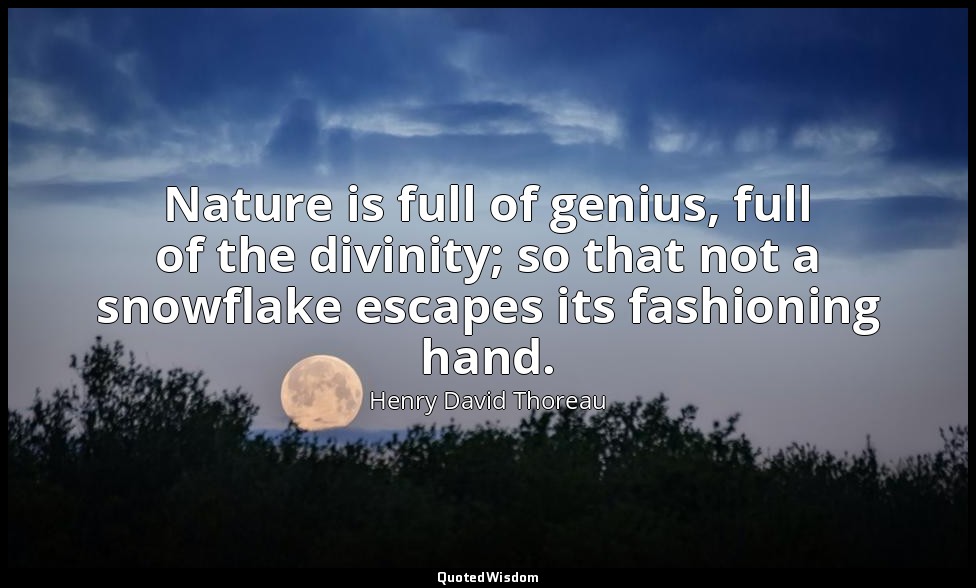 Nature is full of genius, full of the divinity; so that not a snowflake escapes  — Henry David Thoreau