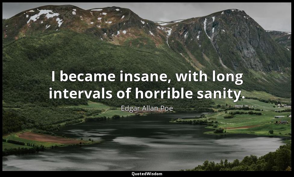 I became insane, with long intervals of horrible sanity. Edgar Allan Poe