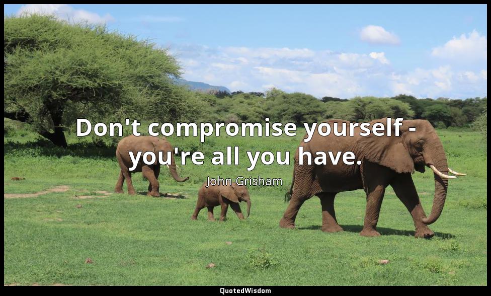 Don't compromise yourself - you're all you have. John Grisham