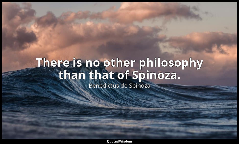 There is no other philosophy than that of Spinoza. — Benedictus de Spinoza