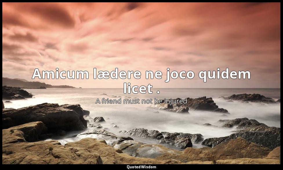Amicum lædere ne joco quidem licet . — A friend must not be injured