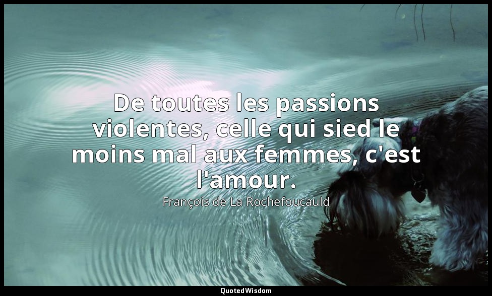 De toutes les passions violentes, celle qui sied le moins mal aux femmes, c'est  — François de La Rochefoucauld