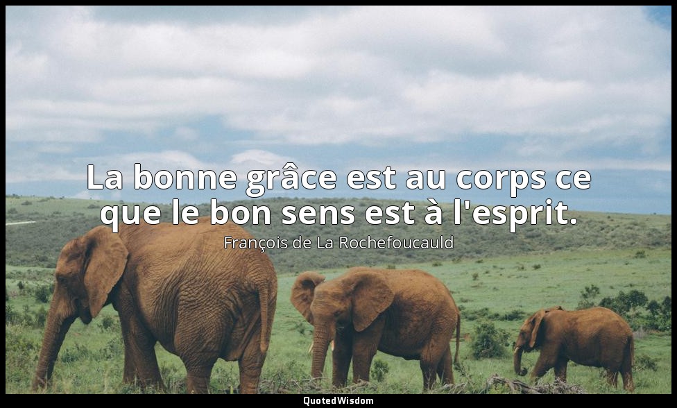 La bonne grâce est au corps ce que le bon sens est à l'esprit. — François de La Rochefoucauld