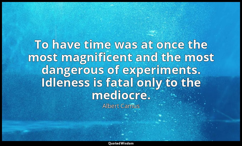 To have time was at once the most magnificent and the most dangerous of experime — Albert Camus