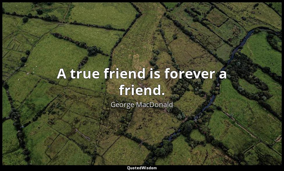 A true friend is forever a friend. George MacDonald