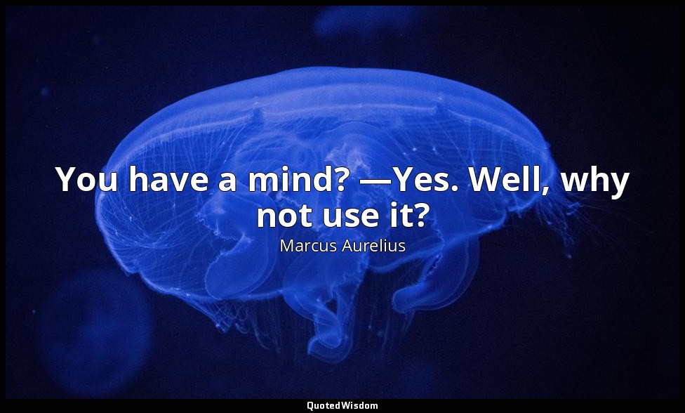 You have a mind? —Yes. Well, why not use it? — Marcus Aurelius